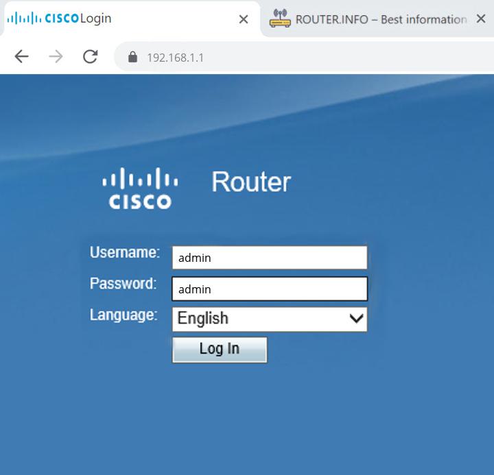 Admin login info (user and password) for Cisco RV0041 (Linksys)