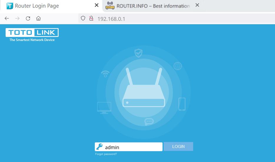 Admin login info (user and password) for TOTOLINK N600R